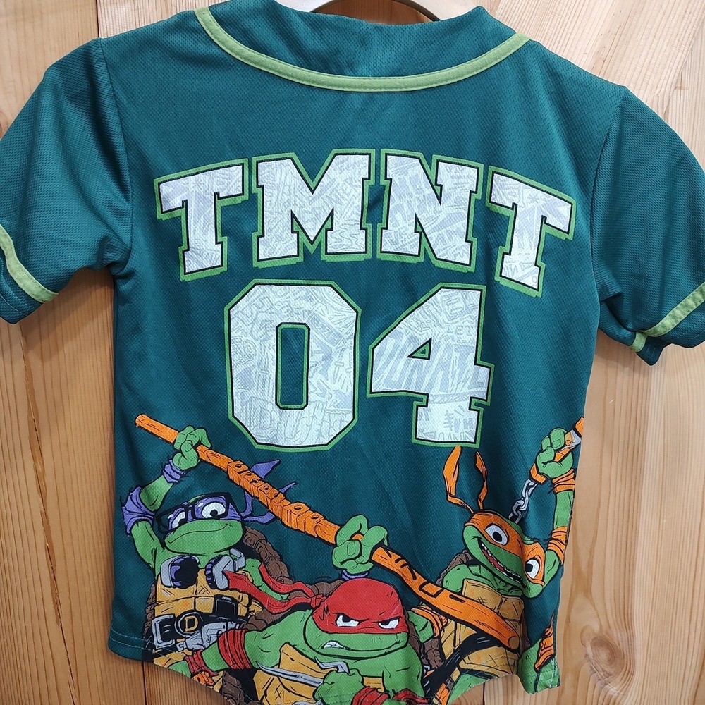 Teenage Mutant Ninja Turtles Green Boys Baseball Jersey Shirt Shorts Sz 6/7 TNT - Picture 4 of 9